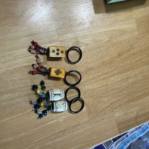 Yellow Beaded Tassel VintageNapkin rings set of four with Black Rings